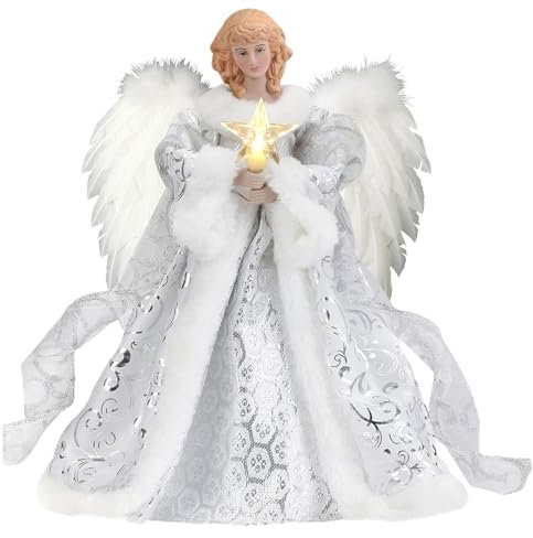 Christmas Angel Tree Topper - Light Up Fairy Fabric Top | Christmas Decorations | Home Decor