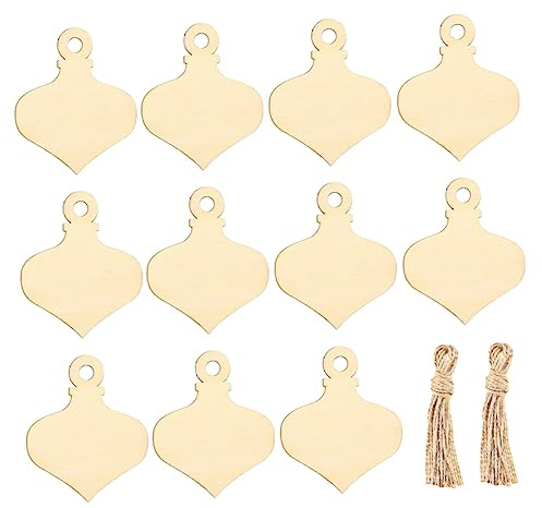 NUOBESTY 50 Pendenti in Legno Grezzo Con Trucioli Di Legno Decorazioni Natalizie