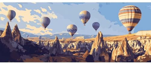 DIY Paint by Numbers for Adults Beginne, DIY Oil Painting Kit Digital Painting Acrylic with Paintbrushes, Paint by Numbers for Beginne Kits Home Decor Hot Air Balloon (Frameless) 90x260cm/35x102in