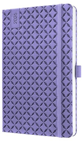 SIGEL J6125 Wochenkalender 2026 A5 lila, Hardcover, Gummiband, Stiftschlaufe, Einstecktasche, 174 Seiten, vegan, Buchkalender, Terminplaner Taschenkalender Jolie