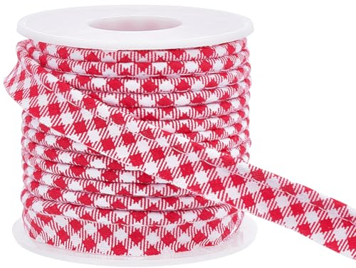BENECREAT 10,94 Yards/10 m Schrägband mit roten und weißen Streifen, 12 mm Schrägband mit einfacher Falte zum Nähen und Quilten für Cheongsam-Dekoration, zum Nähen von Paspeln für Kleidung