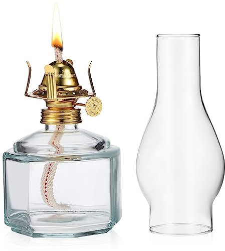 Garneck Petroleumlampe Glas Brenner Winddicht Vintage Dekorative Öllampe Für Innen Und Außendekoration Mit Goldfarbenem Lampenkopf