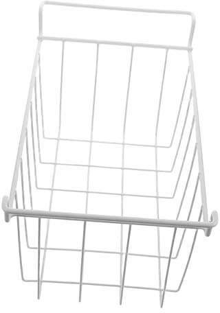 GALPADA Organizer per Congelatore a Pozzetto in Ferro Bianco Cestello Sospeso per Ottimizzazione dello Spazio e Accesso Rapido in Cucina