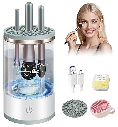 3.0 Upgrade Pinselreiniger Make Up【10X Reinigungskraft Reinigungsleistung】【Ein-Knopf-Betrieb - Power Motor 3.0】Elektrisch Make Up Brush Cleaner für Make-up-Pinsel aller Größen, Starlight White
