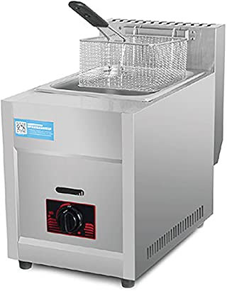 Friteuse à gaz, friteuse à gaz, friteuse en acier inoxydable, 12 L, contrôle de , panier à huile amovible pour la cuisson sur comptoir des aliments familiaux dans les restaurants commerciaux