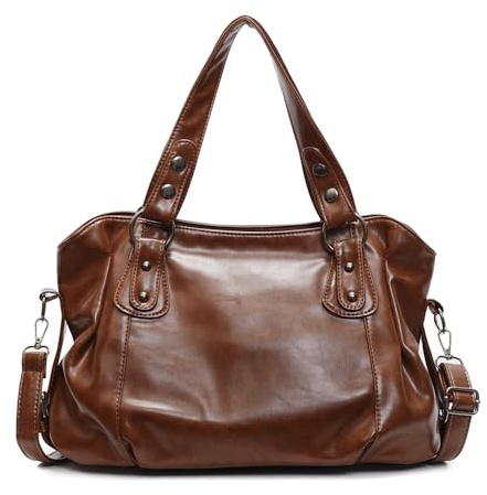 Coolives Damenhandtasche Schultergurt Tasche Damen Hobo Handtasche Schultertasche Shopper aus PU-Leder Damentasche Umhängetasche Taschen Henkeltasche für Frauen Mutter Braun