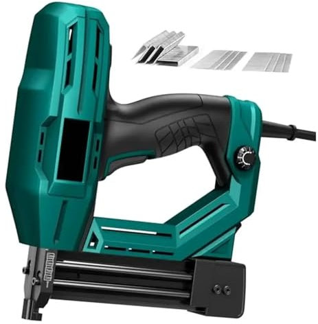 TIEOAXFT Electric Nail Gun Staple 2 in 1 Woodworking 800pcs 18 Gauge Nails 1/4'' Crown Staples 200pcs Ultra Convenient Safe Easy Grip