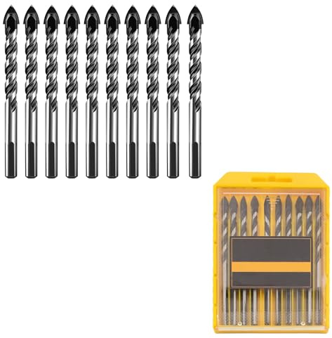 10Pcs Schlangenbohrer,6mm Holzbohrer Fliesenbohrer Keramikbohrer Steinbohrer Glasbohrer Bohrersets für Fliesen Beton Ziegelwand Glas Kunststoff Mauerwerk und Holz