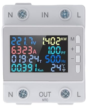 Luocute Contatore di Energia Monofase, Misuratore di Consumo Elettrico, Voltmetro, Amperometro, Watt, KWh, Digitale AC 63 A con Funzione Wi-Fi e Spegnimento, per un Utilizzo Sicuro