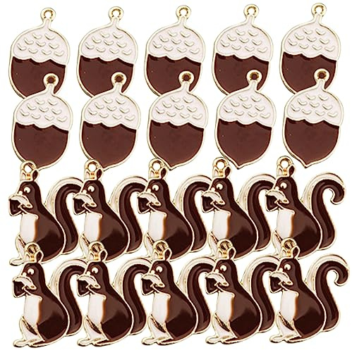 FIXOSHEE 20stücke Eichhörnchen-schmuckanhänger Und Tannenzapfen-charms Für Schmuckherstellung Tieranhänger Als Halsketten Und Ohrring-zubehör