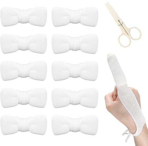 BORISCA 10 Stück Fingerverband, Fingerlinge Verband Weiß Finger Bob, Elastische Fingerschützer, Fingerkuppenverband, Fingerhülsenverband, Fingerpflaster für Fingerschutz Bei Verletzung
