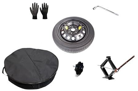 Kit Roue de secours 19 compatible avec Toyota C-HR avec Cric, Clé, Vis, Boulons, Gants et Sac 125/70R19