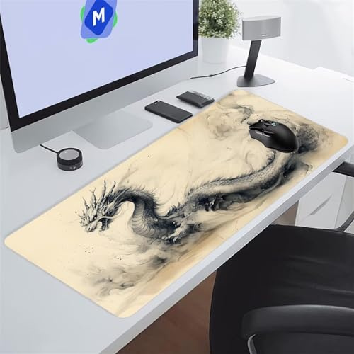Tappetino Mouse XXL Gaming 1200x600x2 mm Drago Astratto Tappetino per Mouse Grande Cuscinetto per Tastiera Grande da Scrivania Gaming Mousepad Lavabile per Ufficio e casa