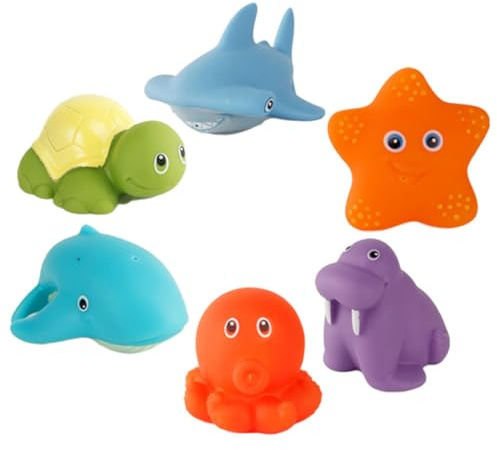 BESPORTBLE 6 pièces Jouets de Bain pour Garçon Fille avec Pulvérisation d'eau et Changement de Couleur par Température Animaux Flottants Vinyle Développement Créatif et Sécurité pour Garçon