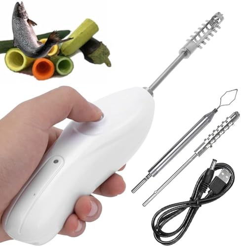 éplucheur Et Vide-pomme électrique Pour Courgettes, Vide-fruit Et Légume En Acier Inoxydable Avec 2 Têtes De Coupe, Grattoir à Main Pour écailles De Poisson Et Fruits De Mer