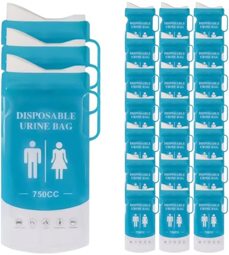 BEAHING 24 Sacs d'urine jetables 750 ML, urinoir Portable d'urgence pour Hommes et Femmes, Sacs à Pipi étanches pour Les Voyages en Route, Le Camping, la randonnée, Les embouteillages