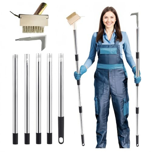 Oreilet Set di Strumenti 2 in 1 per Diserbo di Crepe, Gancio per Spazzola per Rimozione Muschio e Finitrici, Spazzola per Diserbo per Fessure Rimozione Estrattore di Erbacce per Vialetti, Cortili,