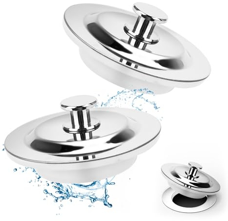 Abflussstopfen Stöpsel,2 Stück Edelstahl Waschbeckenstöpsel, Abflussstopfen Universal Universal Ø 42mm-45mm,15 mm Tiefe,Waschbeckenstöpsel Leichter Griff für Badewanne Badezimmer Dusche Küchenspüle