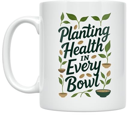 Wellness Enthusiast Coffee Mug - Planting Health in Every Bowl - 11 oz White Ceramic - Fresh Natural Design