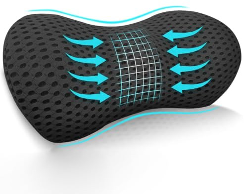 NeXcellere Lumbar Support Cushion, Memory Foam Back Support Pillow with Breathable Mesh, Ergonomic Lower Back Support for Office Chair, Car Seat, Sofa & Bed(Black)
