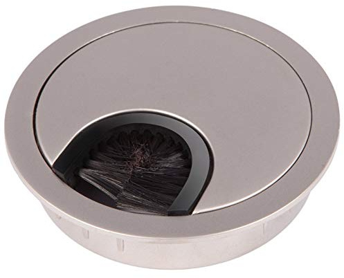 SOTECH 2X Schreibtischdurchlässe aus Metall Edelstahloptik matt Bohr-Ø 68mm | Tischdurchführung Schreibtisch Kabeldurchlass mit Staubdichtung