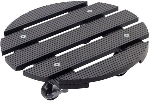 Metafranc WPC-plantskoter, Ø 300 mm – 60 kg bärkraft, antracit-PP-hjul-låsning-väderbeständig/utomhusskoter/underlägg med rullar/transportstöd för växter. 825130