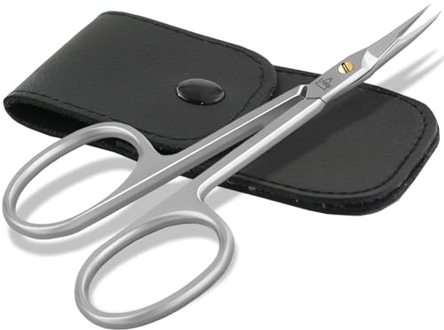 Nagelhautschere Hautschere mit extra feiner Spitze Edelstahl Rostfrei | Nagelhautzange mit Etui für die Nagelhautpflege 8,5 cm