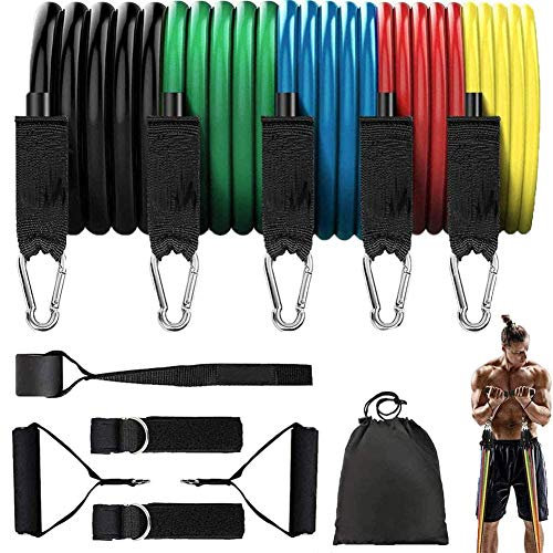 YXXHY Resistance Bands Widerstandsband Set, Gymnastikband Fitnessband Übungsbandset Griffen, Türanker, Knöchelriemen,Schutztubes,Kühlendes Handtuch Tragetasche für Krafttraining,Home Gyms Workout