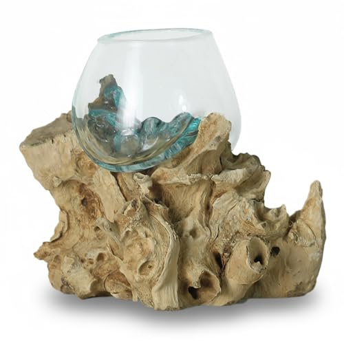 ART-CRAFT Handgemachtes Wurzelholz mit Glas Wurzelholz Deko Dekoschale auf einem Wurzelholz geformt. Dies ist EIN Beispielfoto