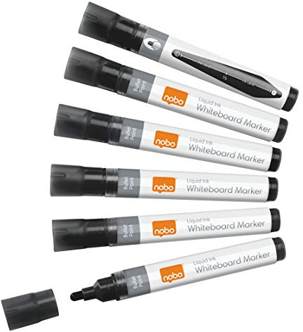 Nobo Liquid Ink Whiteboardmarker-Set, 10 Stück, Feine 3 mm Rundspitze, Schwarz, 1915377