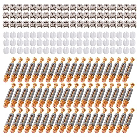 LOOTICH Kit de Excéntricas Ø11,8mm con Pernos M6x41mm y Tuercas M6 para Accesorios de Conexión de Muebles de Gabinete Gris (100 Sets)