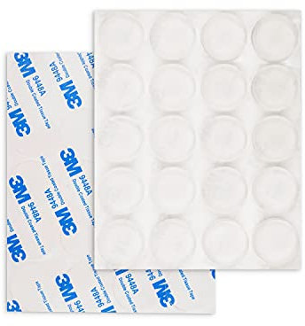 Almohadillas amortiguadoras de Silicona, Paquete de 20, 20 x Ø 22 mm, Amortiguador Transparente y Autoadhesivo, Parachoques Protectores, Parachoque para armarios, Cajones, 20 x Tope Silicona Adhesivo