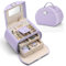 Vlando Boîte à Bijoux, Coffret à Bijoux avec 3 Niveaux, Rangement pour Colliers, bagues, Montres, avec Miroir et poignée, Carte de voeux, Cadeaux pour les filles et les femmes (Violet)