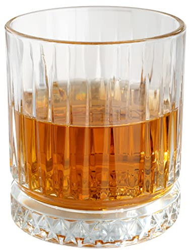 Restaurantware Elysia 7 Ounce Whiskey Glasses 6 Cut Rocks Glasses - Lead-Free Weighted Base Clear Glass Tumblers Dishwasher-Safe For Scotch Bourbon And Cocktails