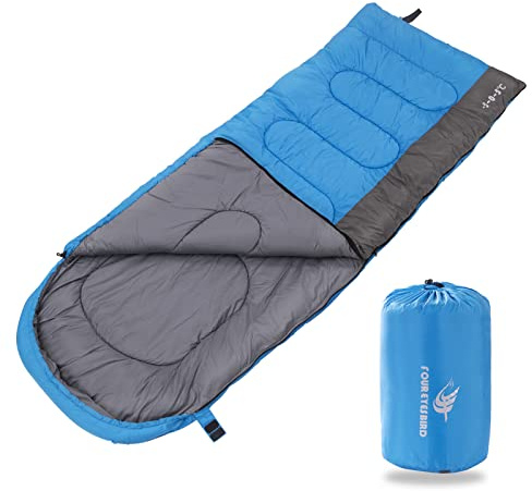 Arctic Lemmings Sleeping Bag for Adults & Kids,Waterproof Lightweight Backpacking Sleeping Bags, Envelope Hooded 3 Season for Camping Hiking Outdoor Travel (Blue)