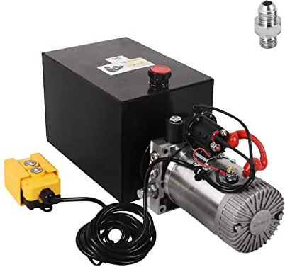 Dawot Hydraulic Power Unit 13 Quart Single Acting Hydraulic Pump with Metal Reservoir for Car Lifting Forklifts Lifting Platforms, 12V DC 3200PSI