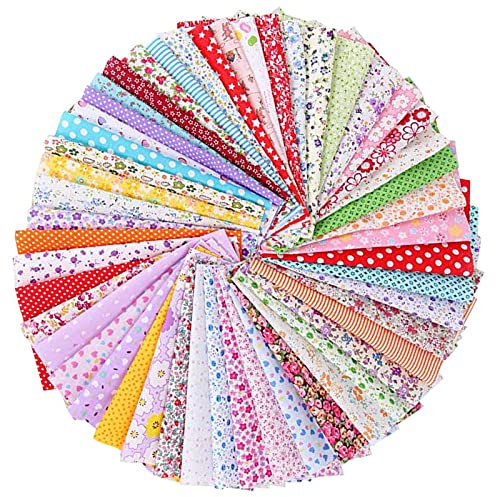 50pcs Fabric Squares for Sewing, 10 * 10cm Squares Patchwork, Quilting, and DIY Crafts, with Floral Patterns, Cotton Material for Sewing Quilting Crafting, Home Party Craft Fabric DIY Sewings Mask