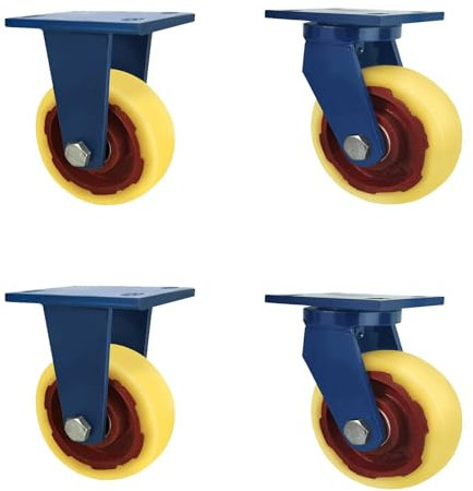 Transportrollen, 4 Lenkrollen Mit Bremse, Doppelt Kugelgelagerte Transportrollen Lenkbar, Transportrollen Mit Bremse Strandkorbrollen Möbelrollen für Möbel, Trolley, Tisch (Size : 8in(2steerable 2non