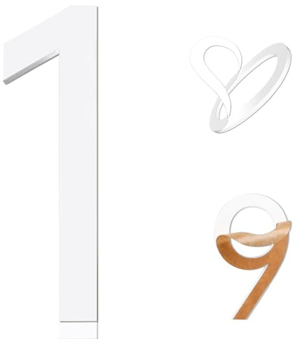 5 Inch Adhesive Numbers,White house Numbers for Apartment Door Farmhouse Mailbox Office Hotel Outside,Home Address Numbers White Acrylic Frosted Matte House (Number 1)…
