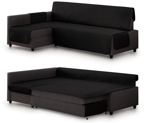 Milica Gepolsterter Bezug kompatibel mit IKEA Friheten Ecksofa | Waschbarer Schutz in elegantem Design | Für linke oder rechte Chaiselongue geeignet | Für Haustiere und Kinder geeignet | Farbe Schwarz