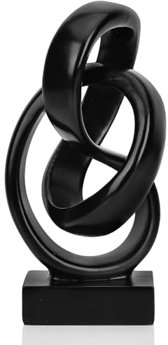 Abstract Black Knot Statue, Geometric Decor, Living Room Coffee Table Bookshelf countertop Black Decor, Office Coffee Table entryway Desktop Decor.