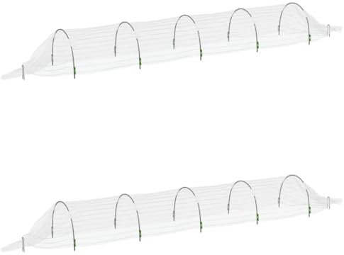 vidaXL Netztunnel 2 STK., Pflanztunnel mit 3 Röhren, Folientunnel für Gemüse Pflanzen Blumen, Schutztunnel Frühbeet Gemüsetunnel, Fiberglas PP