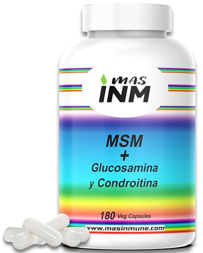 MSM con Glucosamina y Condroitina – Antiinflamatorio Natural que Reduce el Dolor – Para Articulaciones – Fortalece Cartílagos y Huesos – Sin Aditivos -180 Cápsulas – Alta Dosis 2100 mg - Masinmune