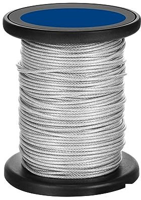 OZXJW 1,5/2/3 mm * 50 m Edelstahl-Drahtseil, widerstandsfähig, Starke Leine, PVC-beschichtetes, Flexibles Wäscheleinen-Set(3mm)