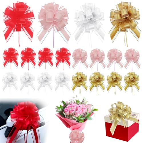 DKDDSSS 20 Stück Geschenk Schleife - Große Geschenkschleife für Geschenkverpackung - Dekorative Schleife Perfekt für Auto Dekor Hochzeit Party Feier Geschenkschleife Tüten