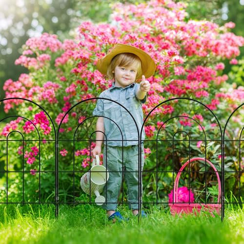 Thealyn Recinzione decorativa da giardino, 61 cm di altezza x 33 cm di larghezza (25 pannelli, lunghezza totale 8,2 m), recinzione in metallo senza scavare, recinzione per esterni, recinzione per