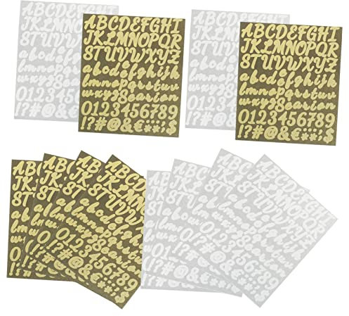 SKISUNO 10sheets Self Adhesive Vinyl Letter Stickers Alphabet Numbers for Crafts DIY Decor Stickers Pack