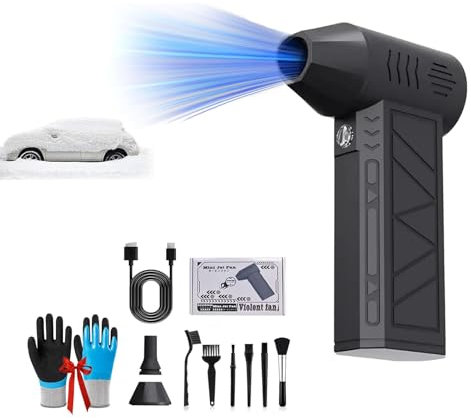 NIANE Spazzaneve, Turbina a LED, Turbina da Neve elettrica con LED, Turbina for Asciugatura for Auto, Mini Turbo spazzaneve Regolabile a 3 Marce, Ventilatore ad Aria Super Potente