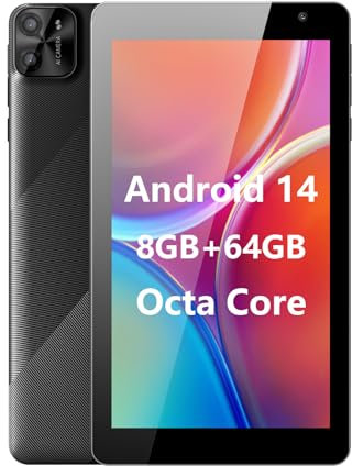 VASOUN Tablet 7 Inch Android 14, 5GHZ WIFI Tablets, Octa Core, 3GB(+5GB Expand) RAM 64GB ROM, Expand to 1TB,Dual Camera, Bluetooth, Portable Tablet PC with Case, Black