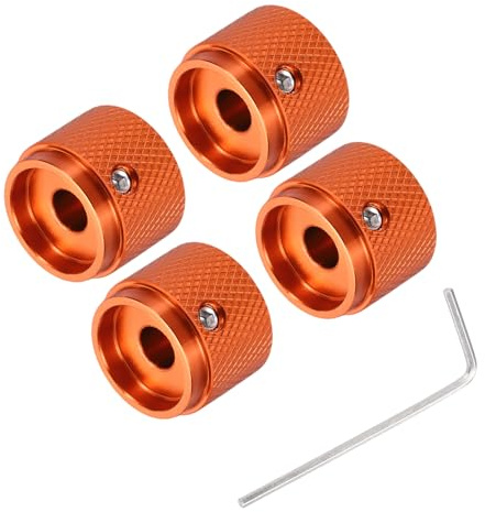 QUARKZMAN 4 Stück Gitarrenknöpfe Metall, Audio-Knopf Drehknopf 6x20x15.5mm Potentiometer Knöpfe mit Madenschraube für E-Gitarre Bass, Orange Rot